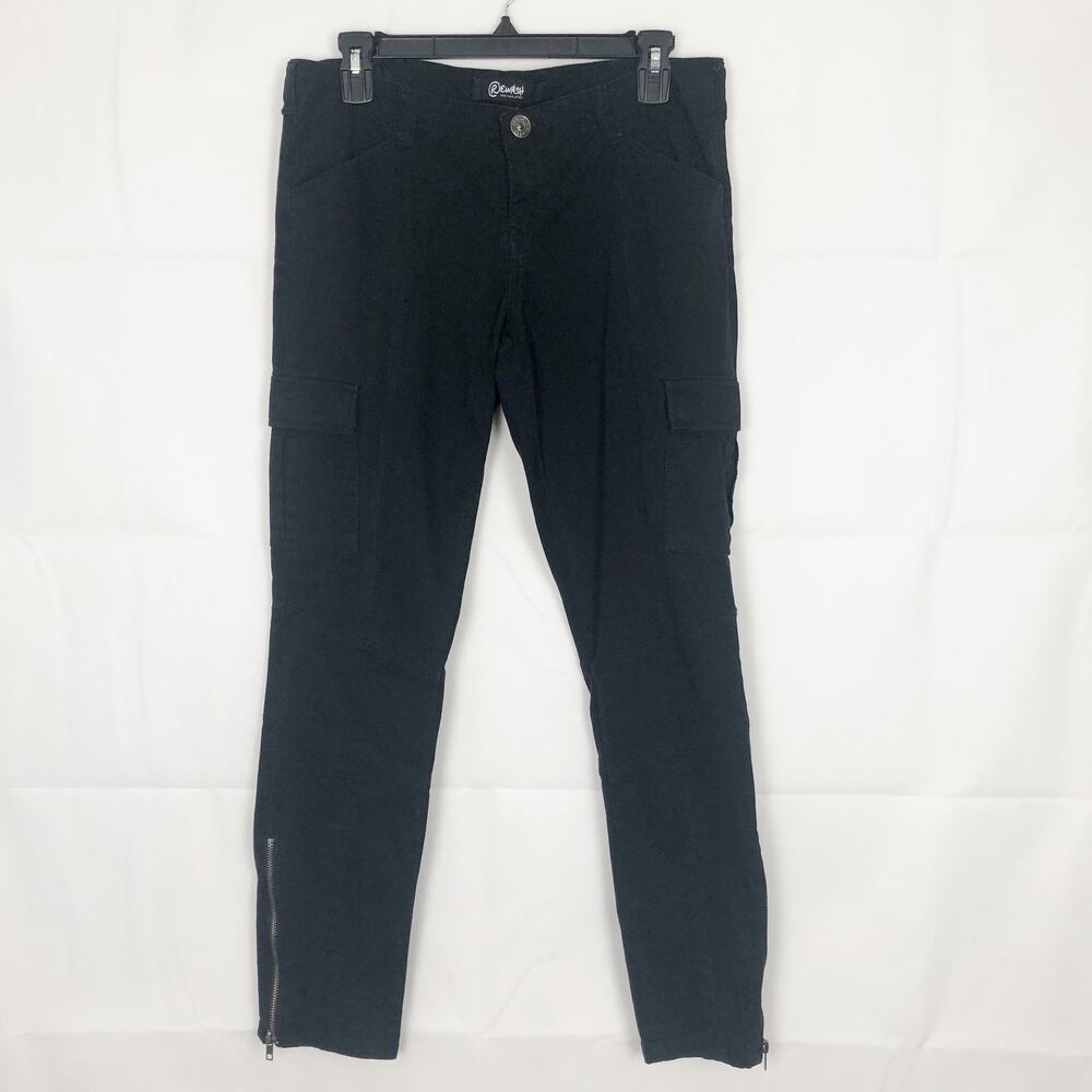 Rewash Low Rise Black Cargo Black Pants Juniors 7 Cotton Stretch Streetwear